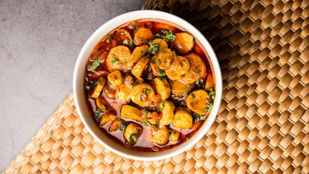 Small bowl of arbi jhol