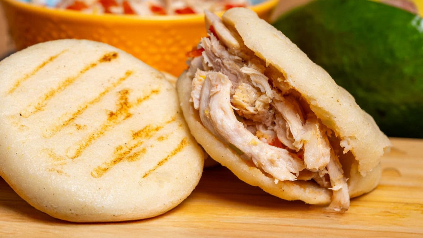 Grilled Chicken Arepa with Avocado and Salsa Bowl