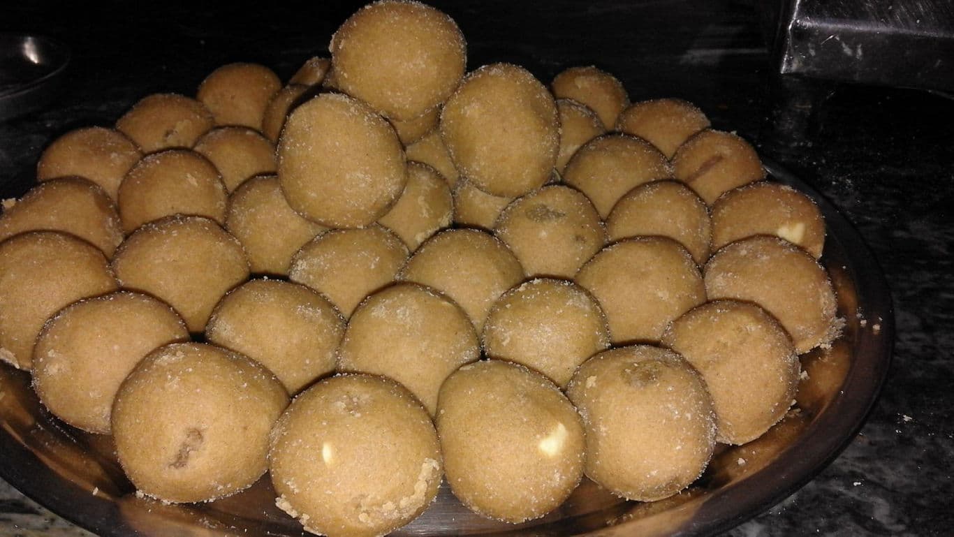 Plate of traditional brown sweet ladoos