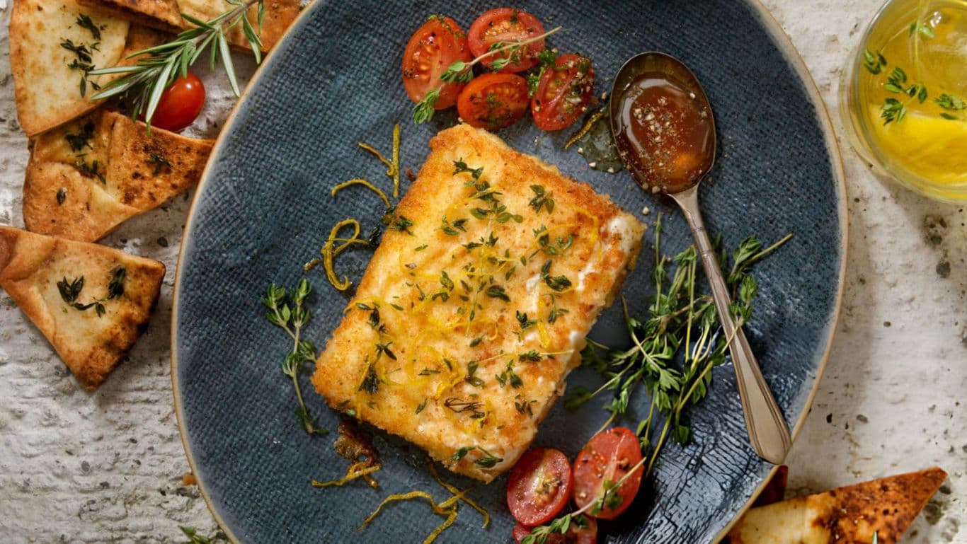 Crispy Cheese Dish with Herbs and Tomatoes