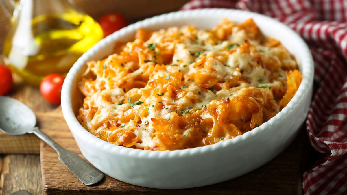 Baked Pasta in a white container