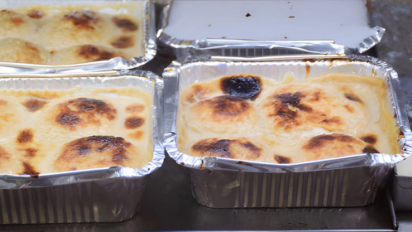 Baked dishes in aluminum trays