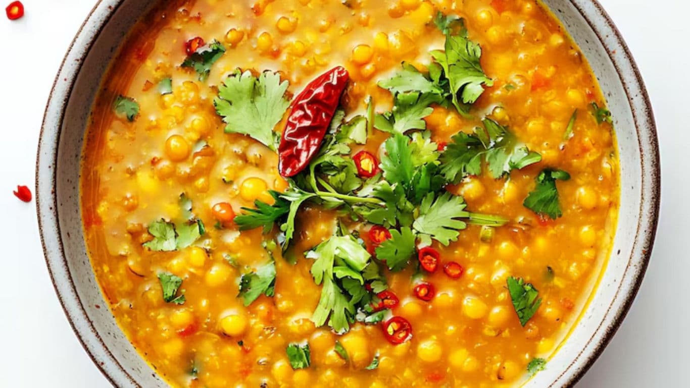 Spiced Lentil Soup Garnished with Fresh Cilantro