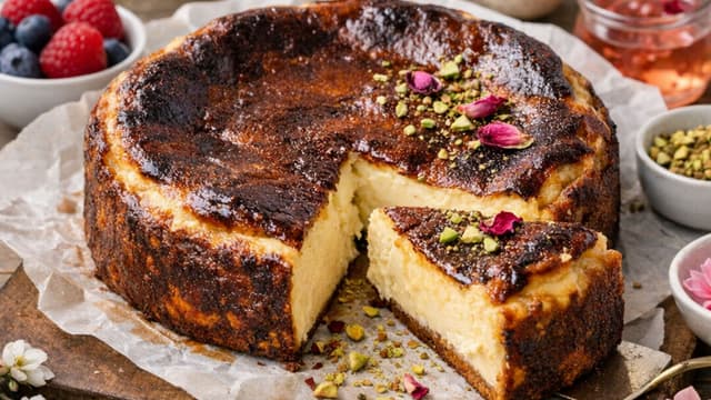 Basque cheesecake with caramelised top