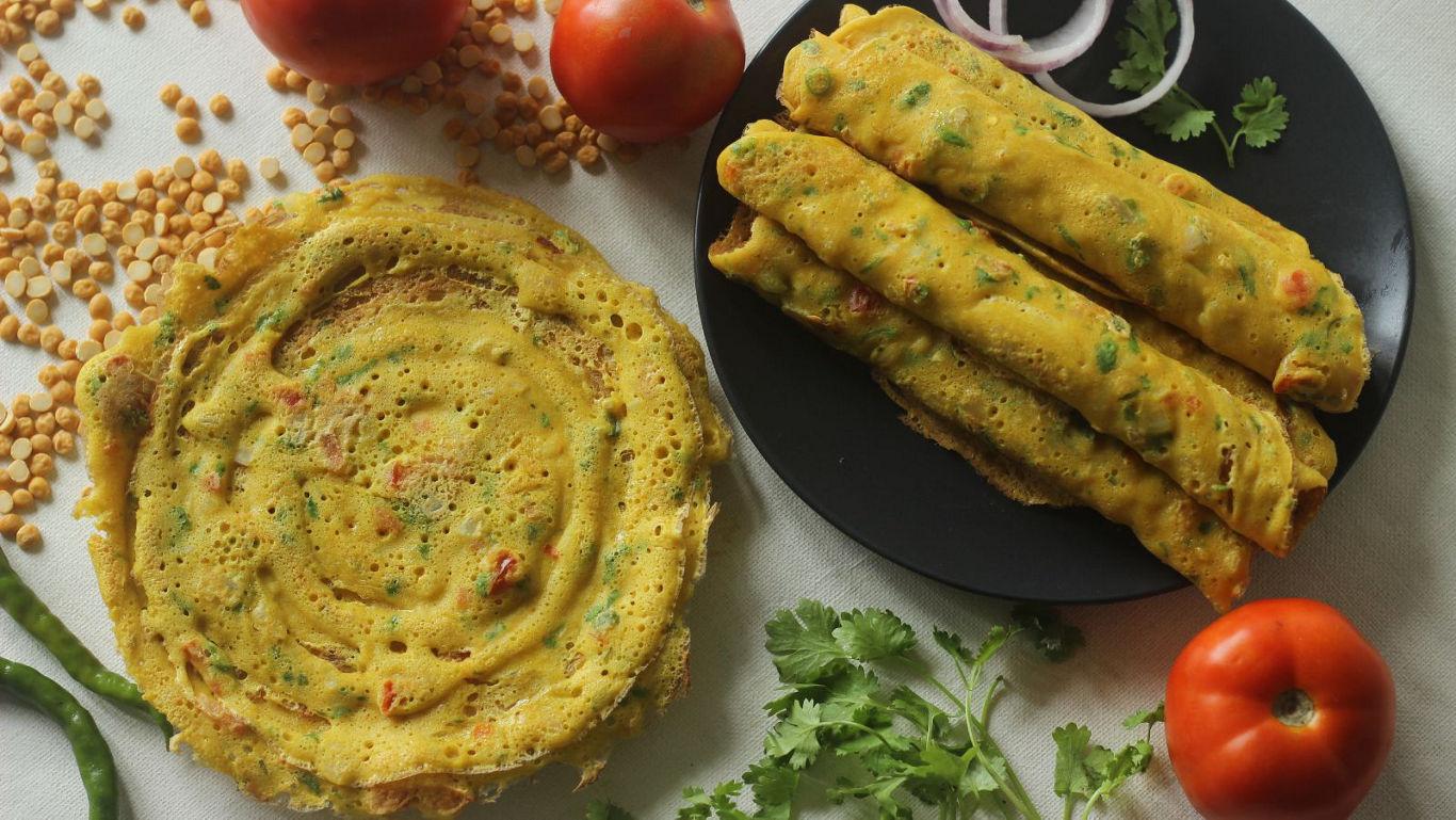 Savory Lentil Pancakes with Fresh Vegetables