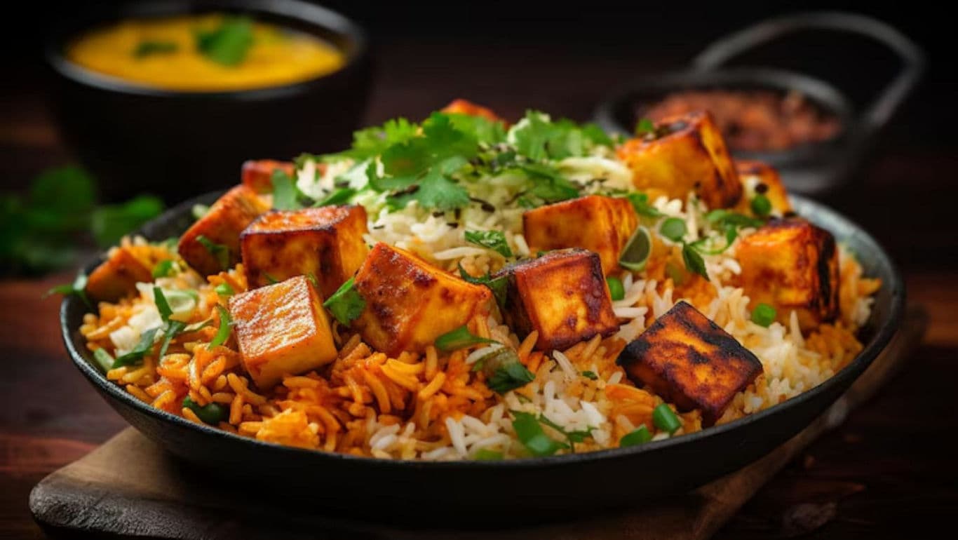 Grilled Paneer Rice Dish with Herbs