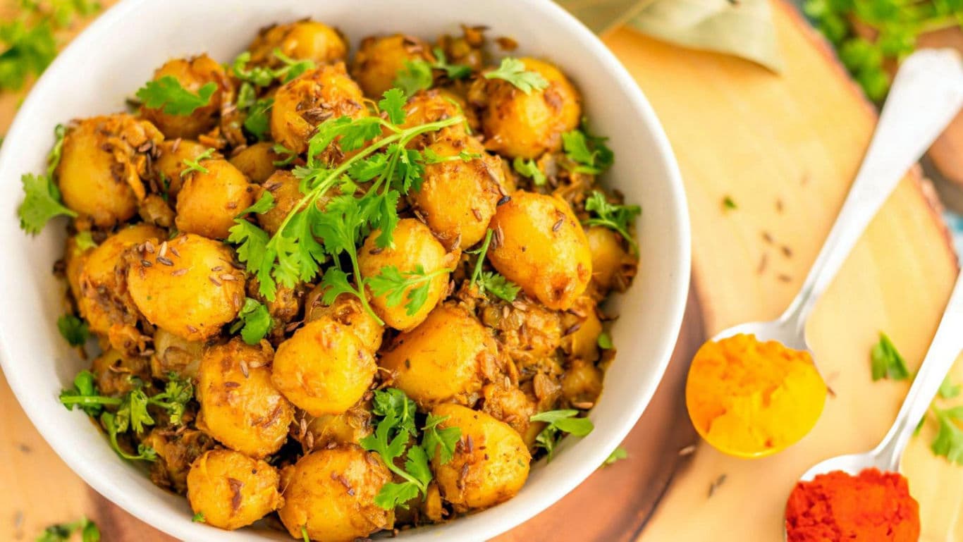 Spiced Baby Potatoes with Fresh Cilantro Garnish