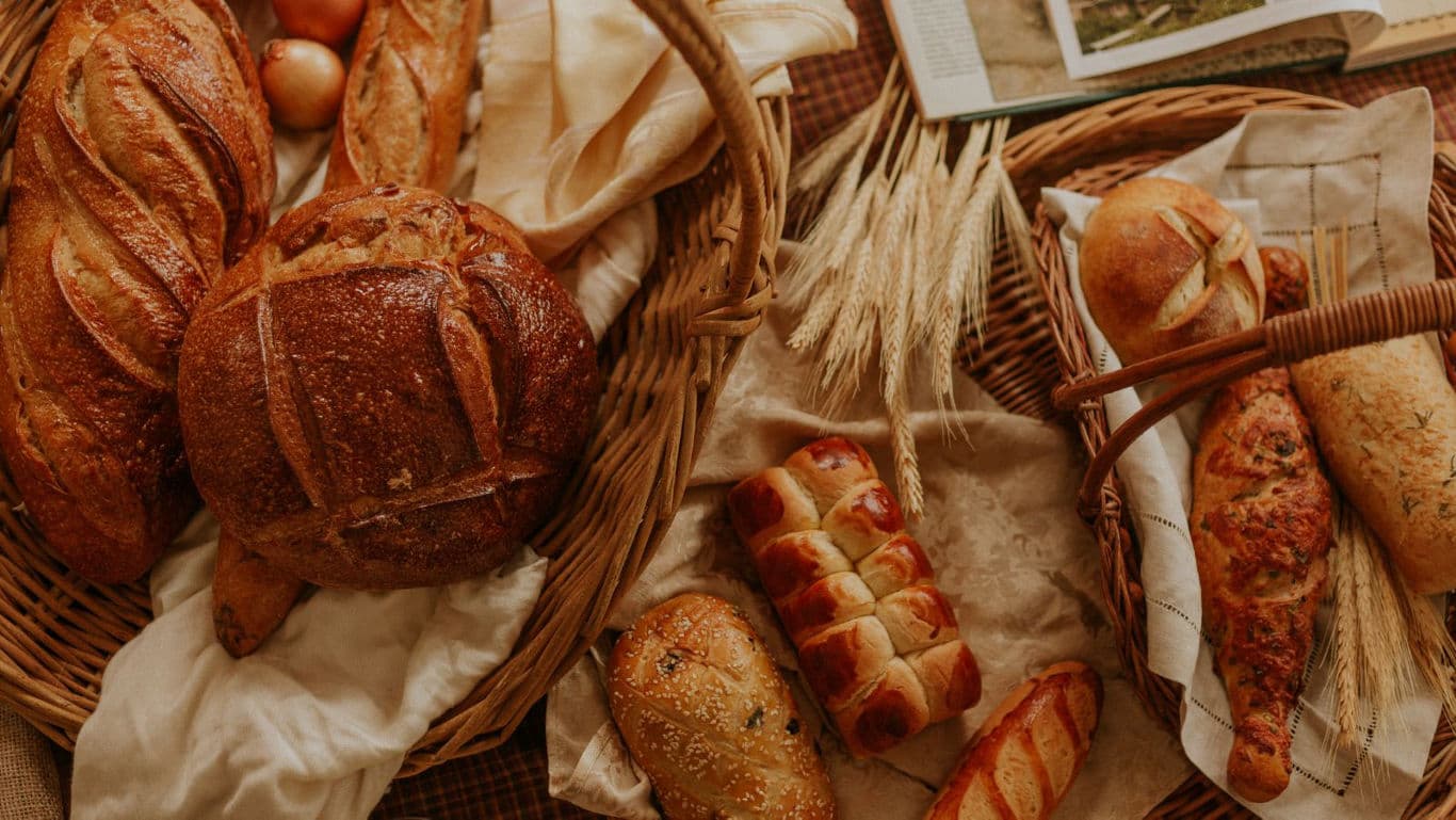 Bread varieties laid out 