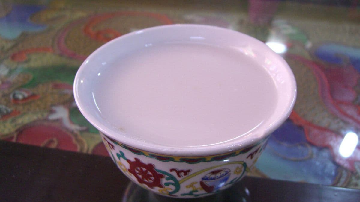 a small bowl of butter tea