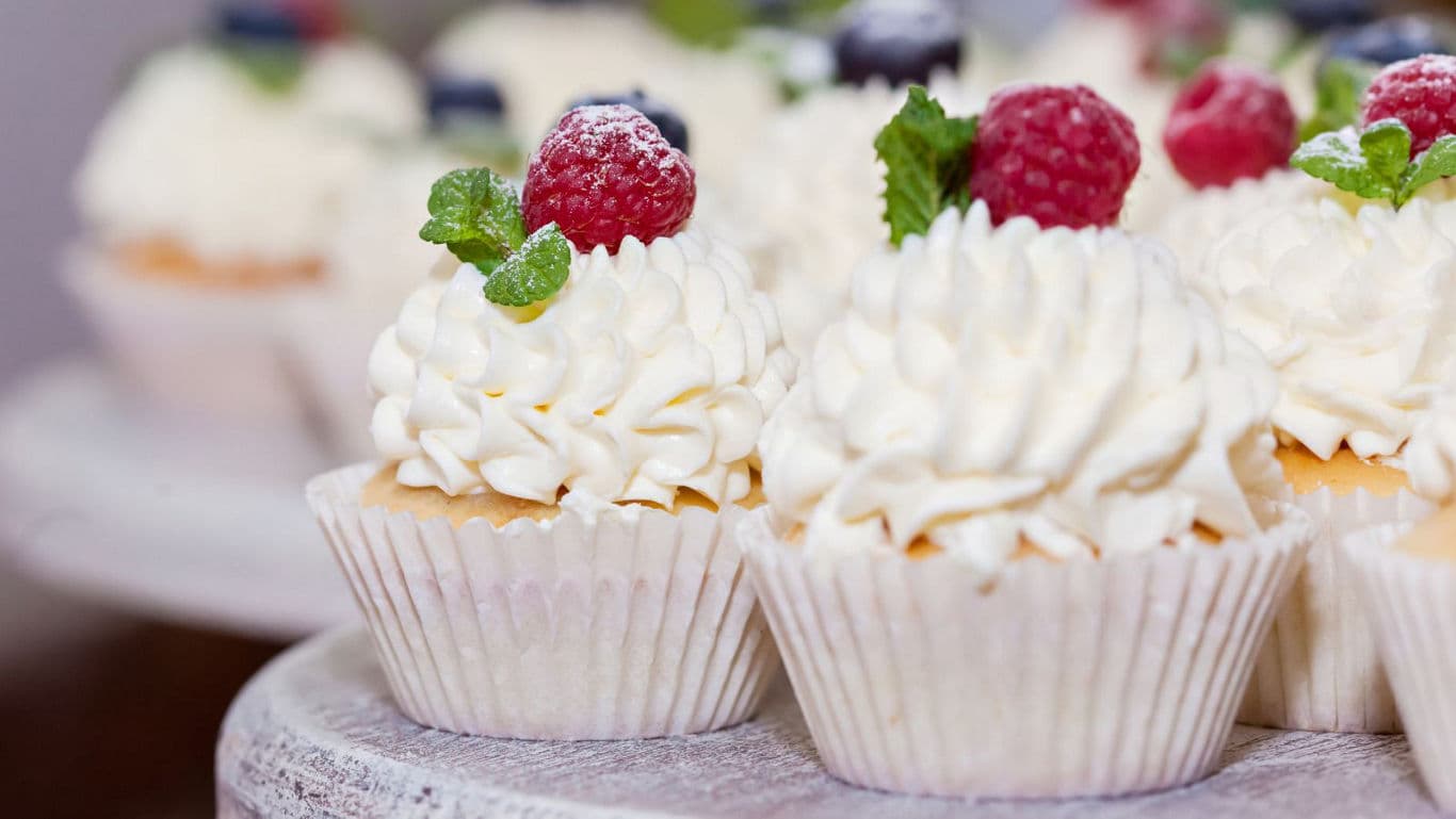 Cupcakes with Whipped Cream and Berries