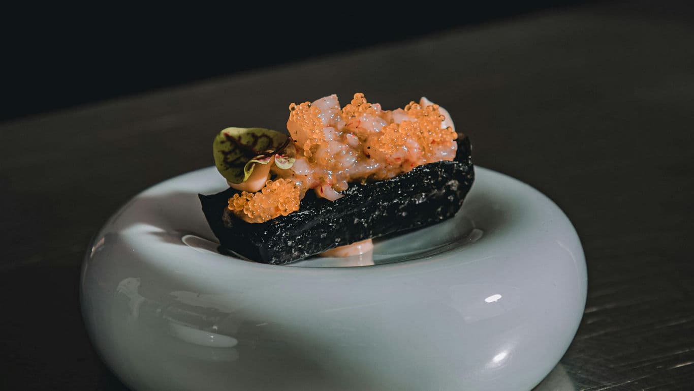 Elegant gourmet dish with vibrant garnish