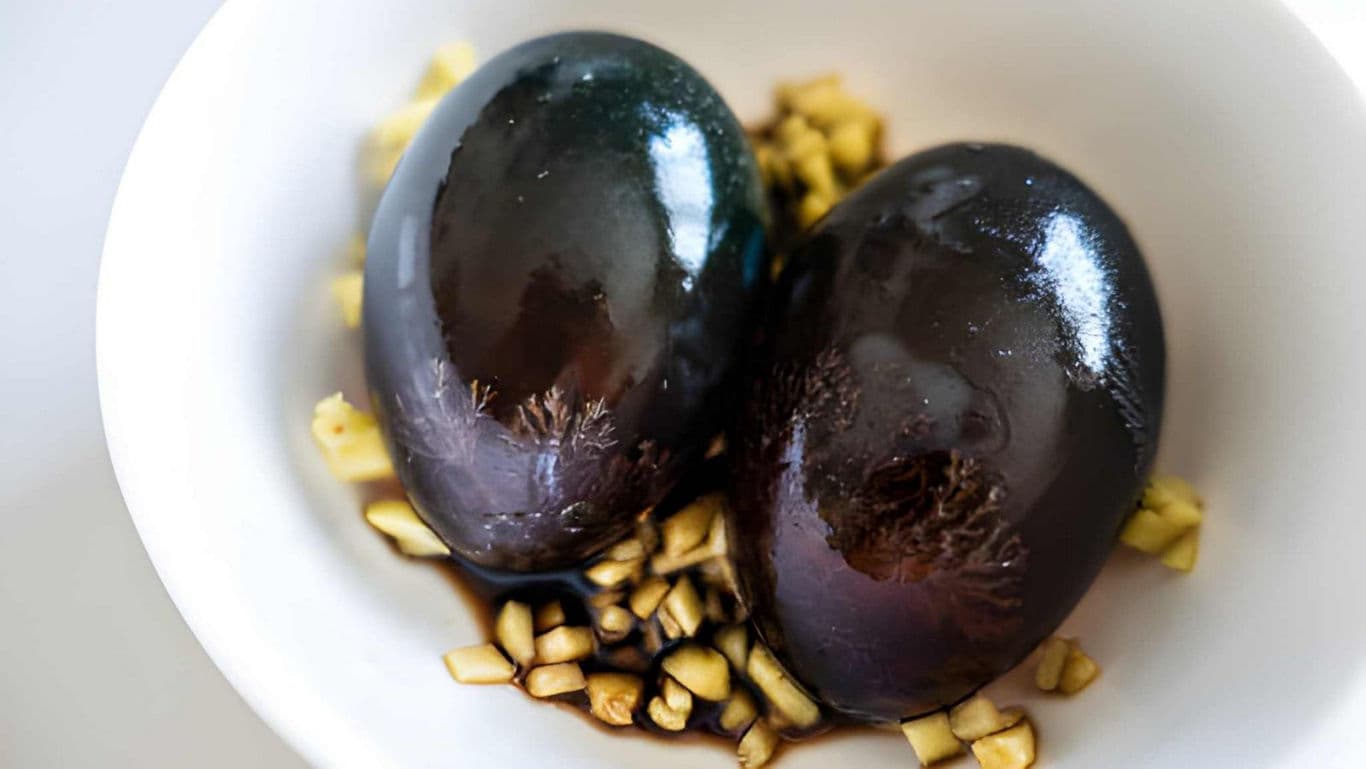 Preserved century eggs with soy and ginger
