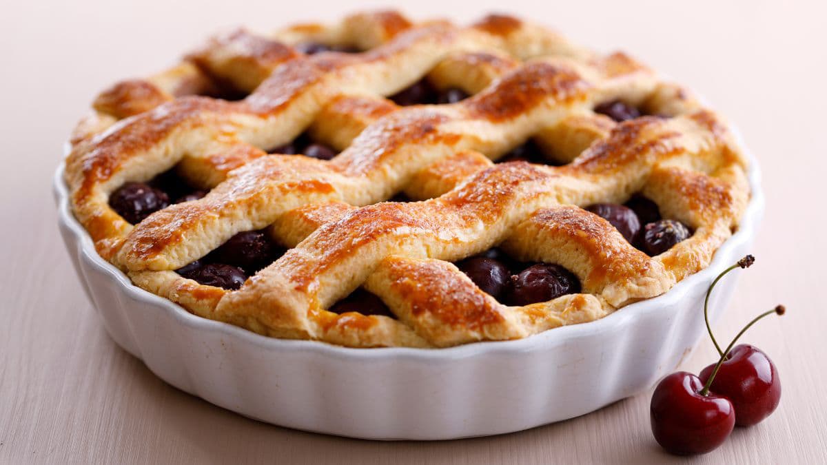 Cherry pie with lattice top