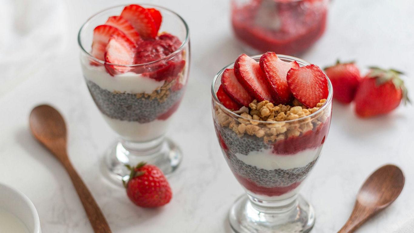 Strawberry Parfaits with Chia and Granola
