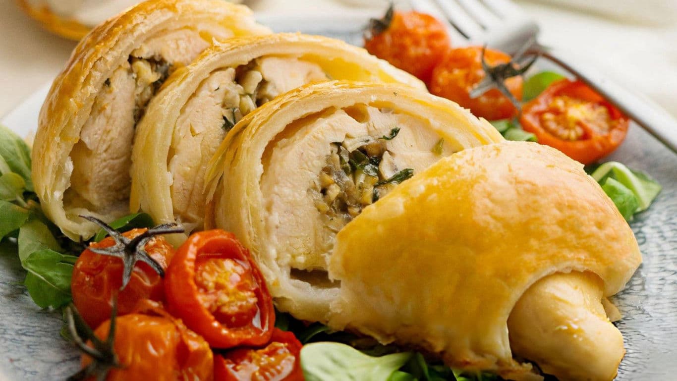 Golden Pastry-Wrapped Chicken with Tomatoes