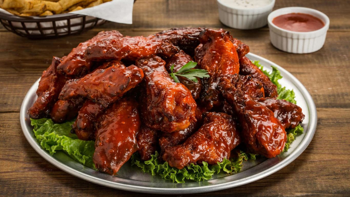 Barbecue Chicken Wings Platter with Dipping Sauces