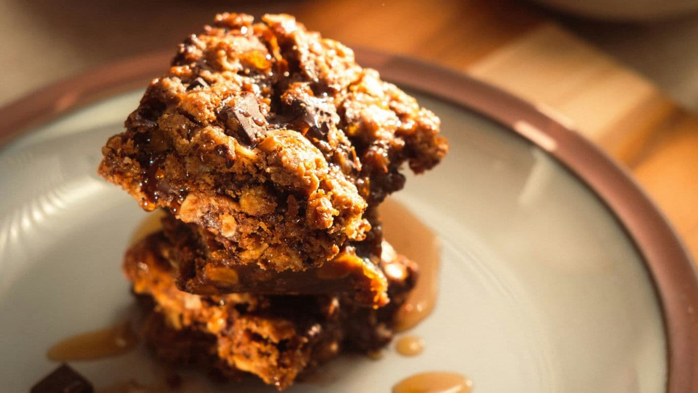 Stack of Gooey Chocolate Chip Cookie Bars
