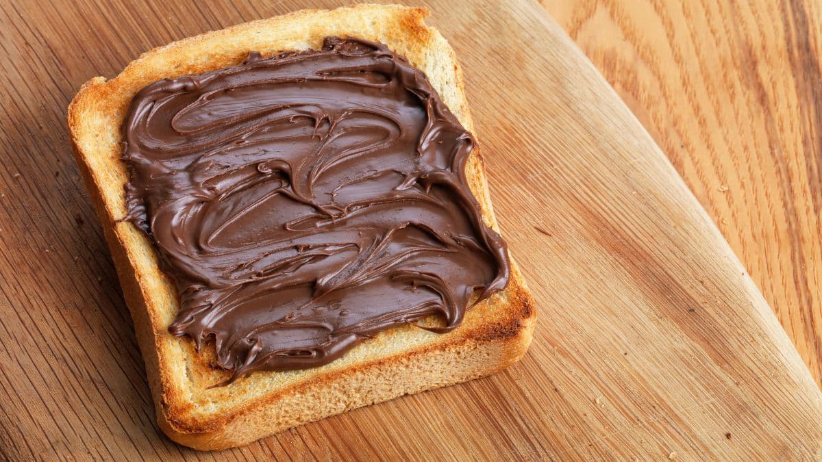 Toasted bread smeared with Chocolate Peanut Butter