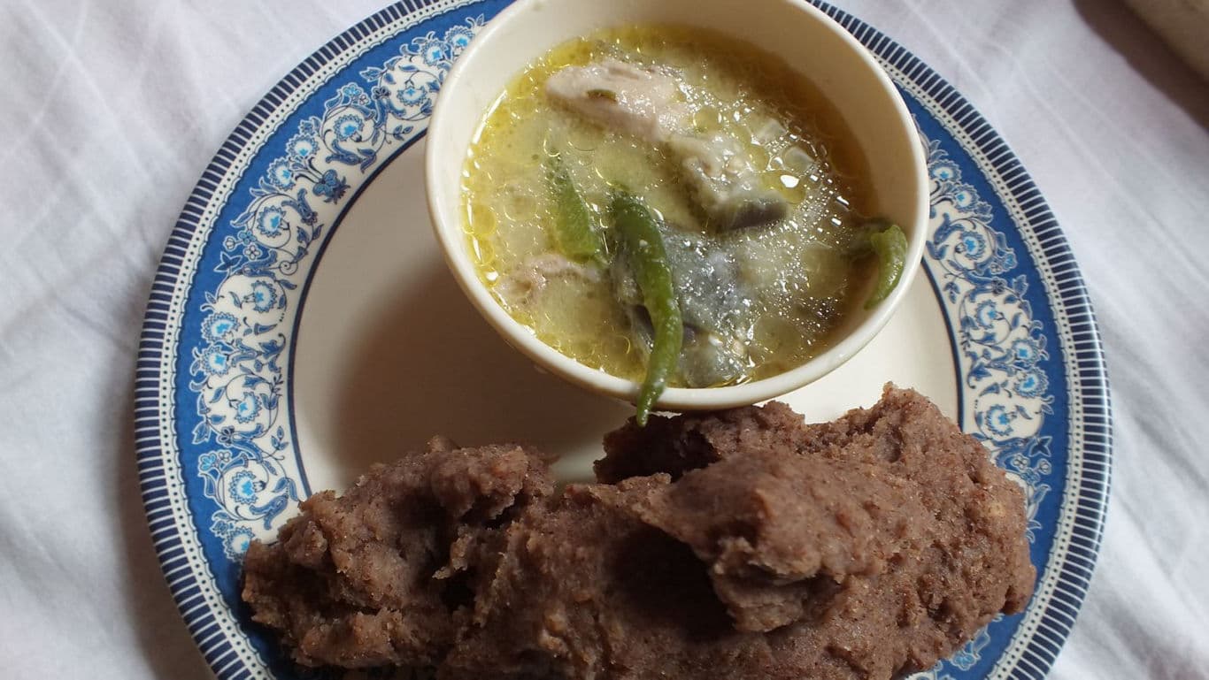 Traditional African dish with soup and fufu