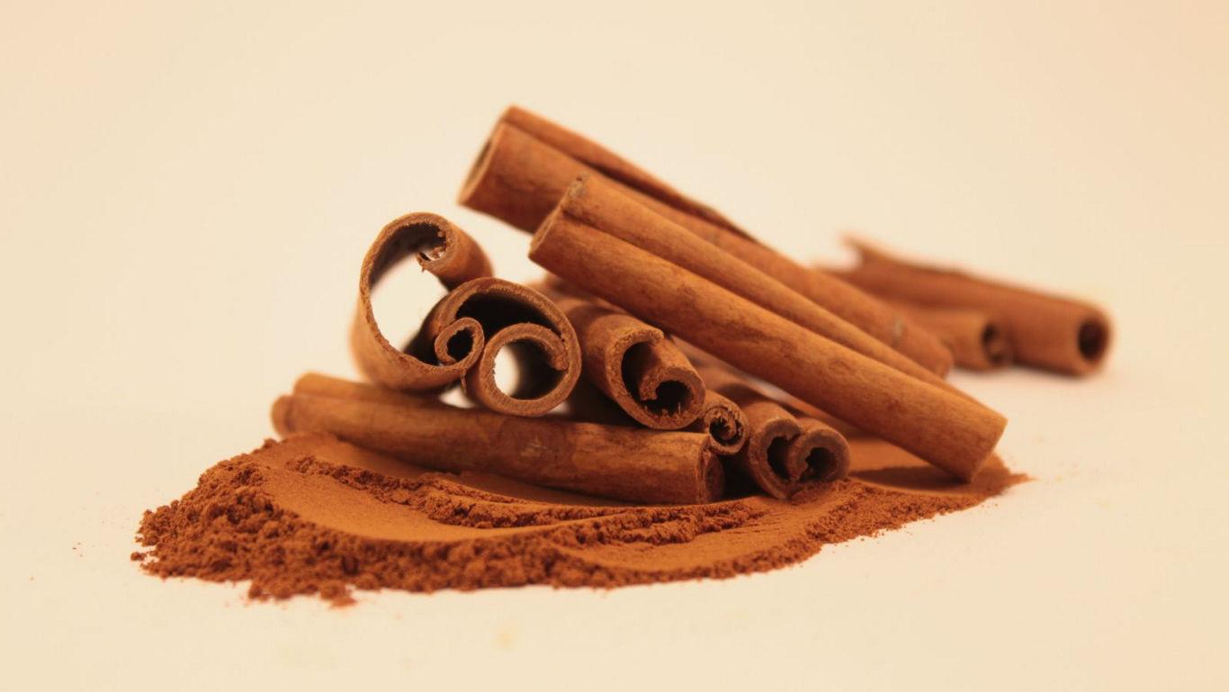 Cinnamon sticks and ground spice close-up