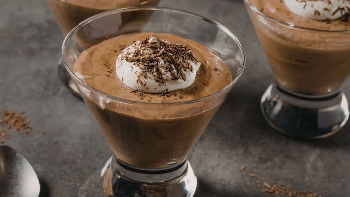 glass of cocoa mousse