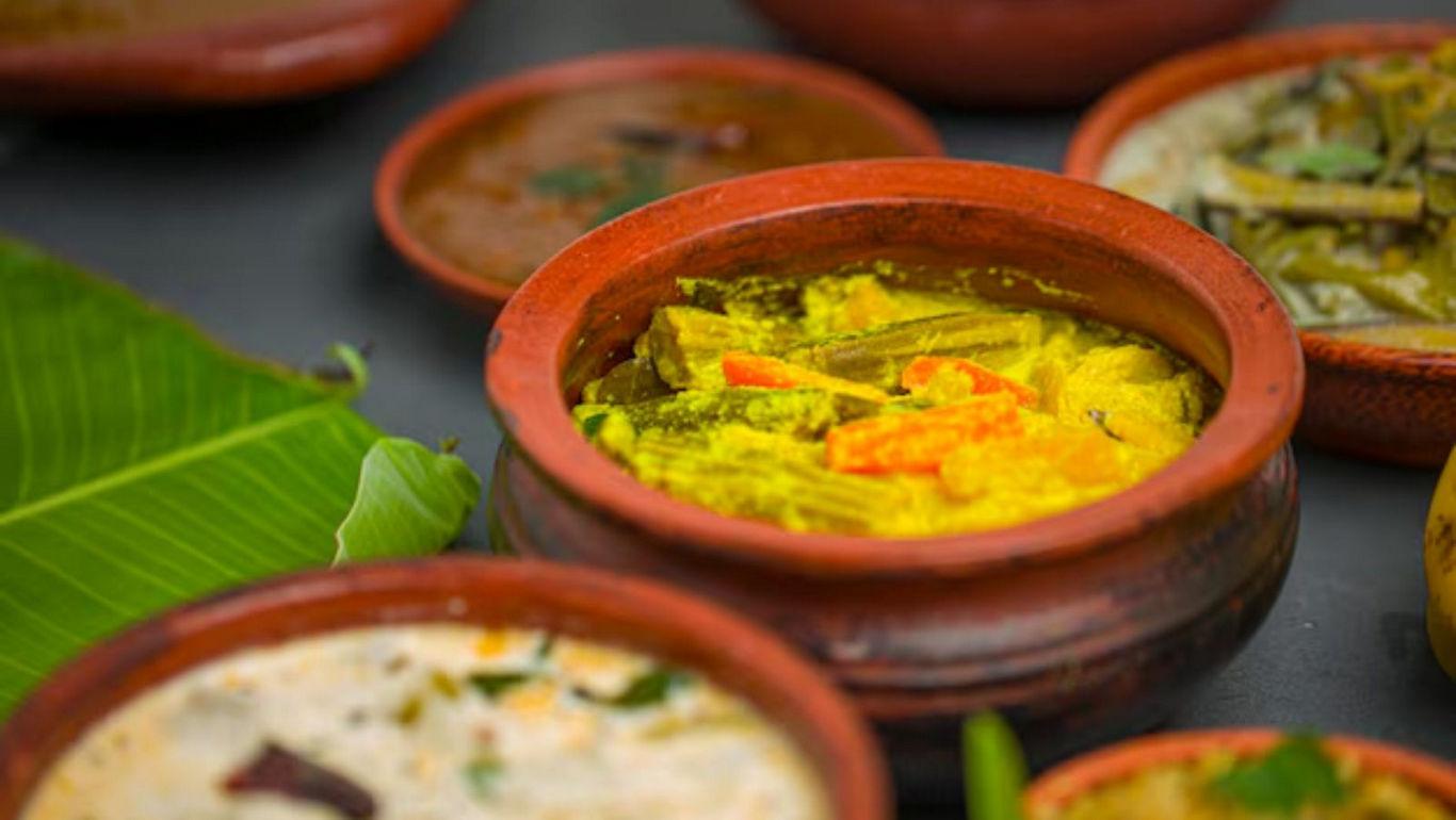 Traditional Indian curries in clay pots