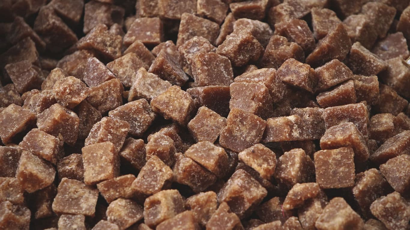Close up of brown sugar cubes