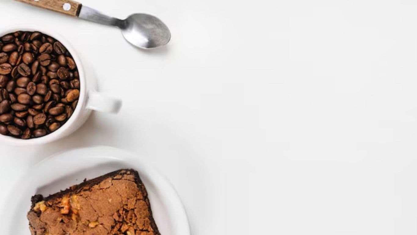 Coffee Beans and Chocolate Cake Slice