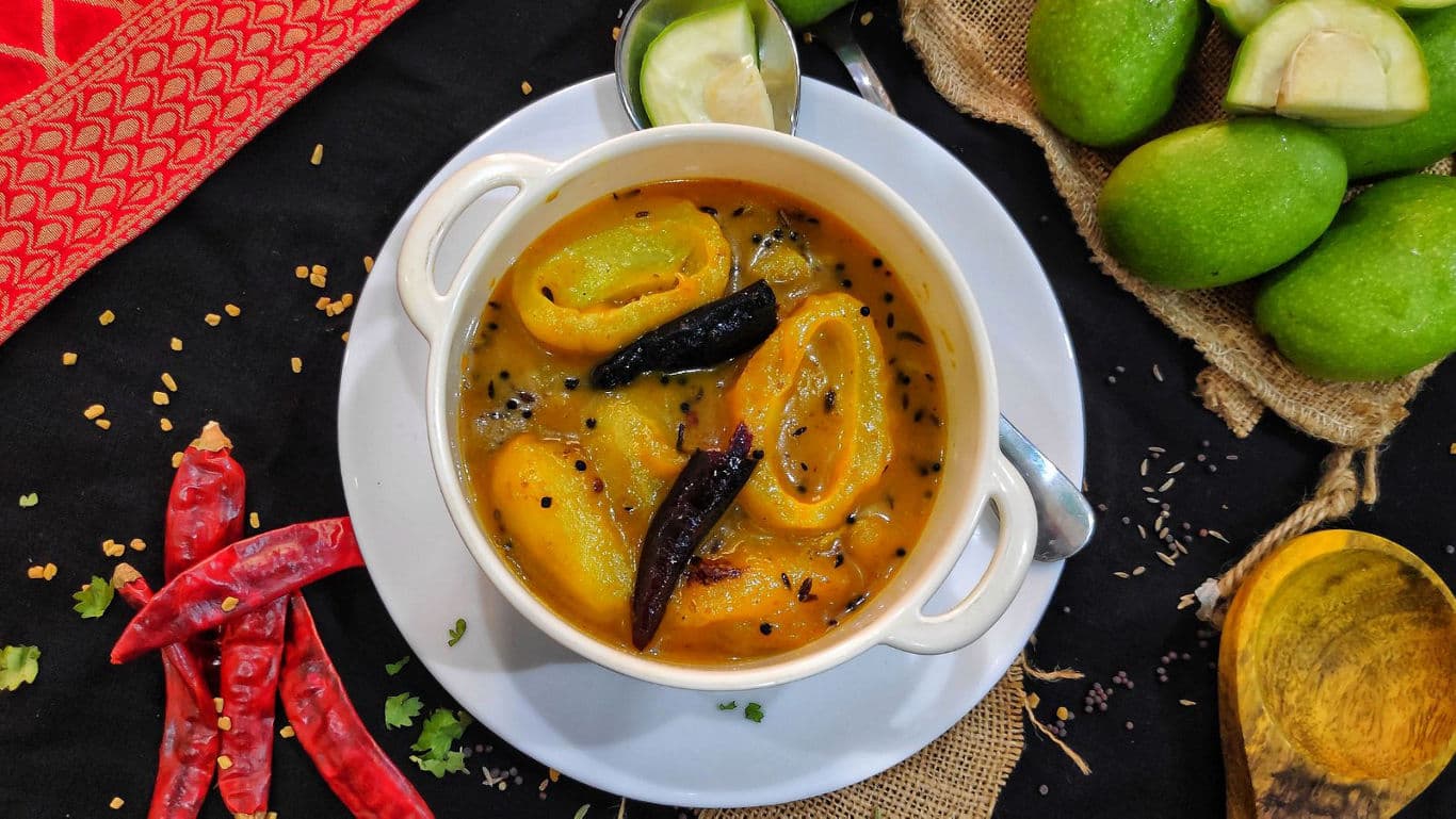 Spicy Mango Curry with Red Chilies and Mustard Seeds
