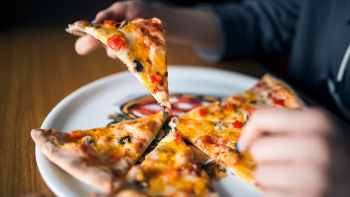 Sliced homemade pizza in a plate