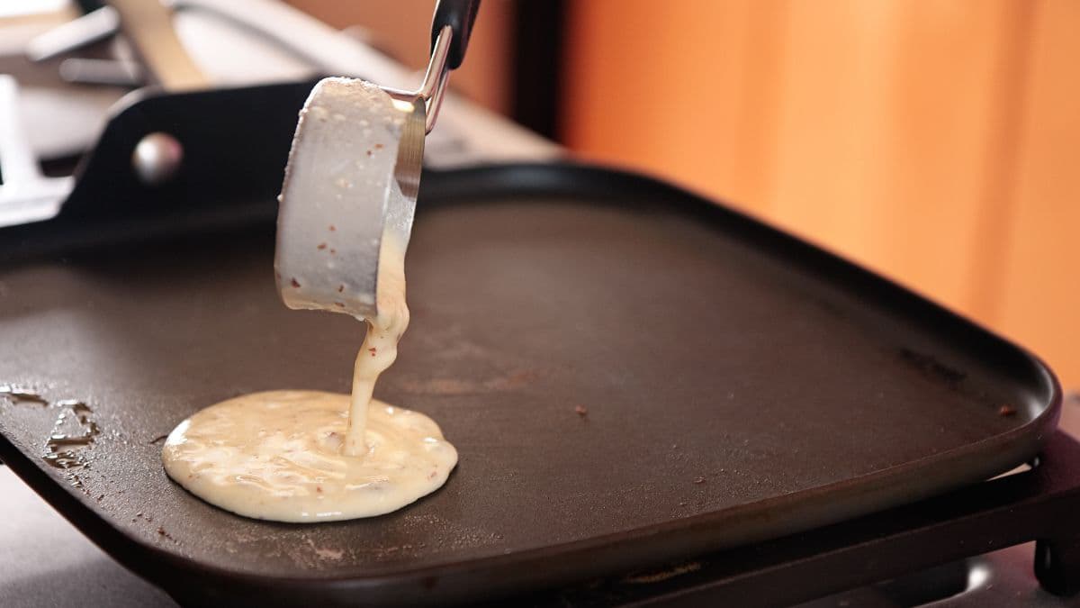 pancakes being cooked