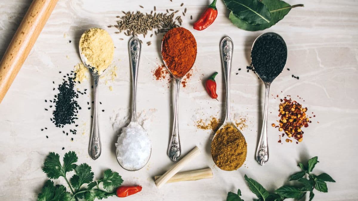 Spoon of seasonings for corn recipes