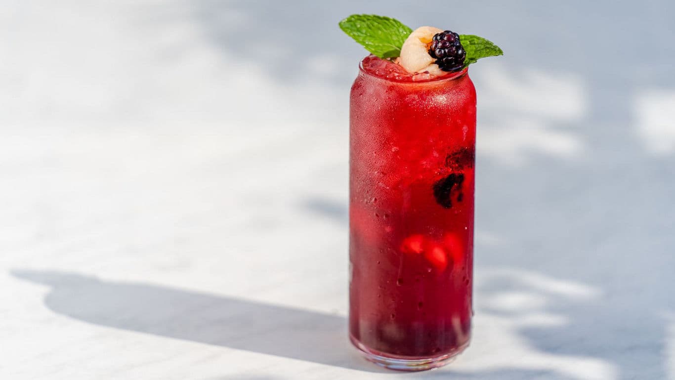 Refreshing berry drink with mint garnish