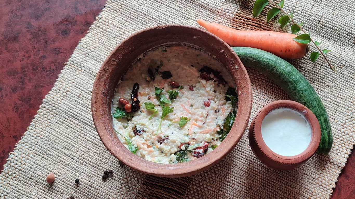 Traditional curd rice with vegetables