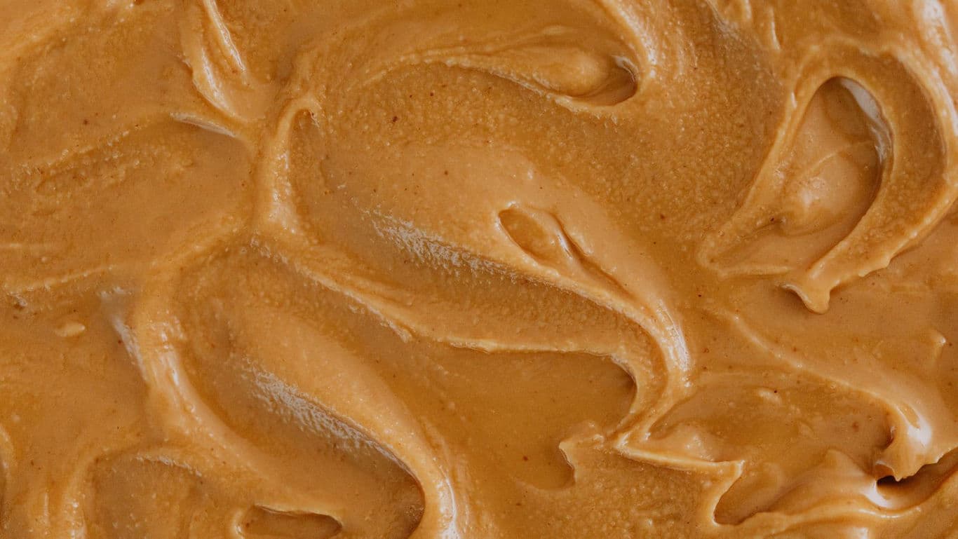 Close-up of creamy peanut butter texture