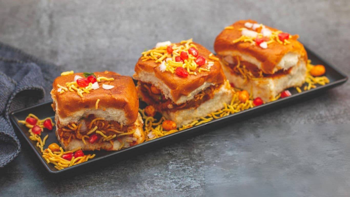 Spicy Indian street food sliders on plate