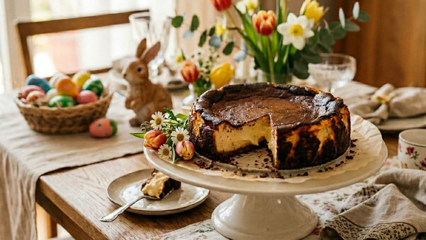 Basque cheesecake with caramelised top