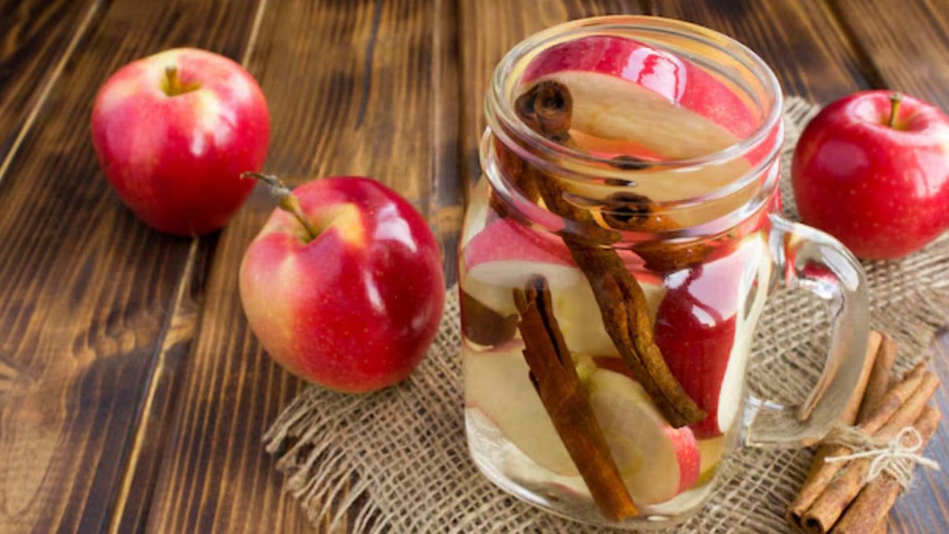 Apple Cinnamon Infused Water in Mason Jar