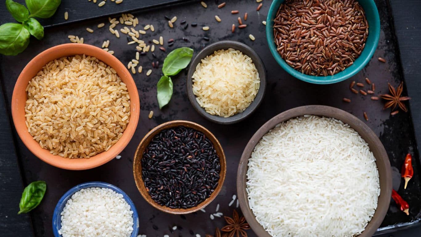 Different types of rice.