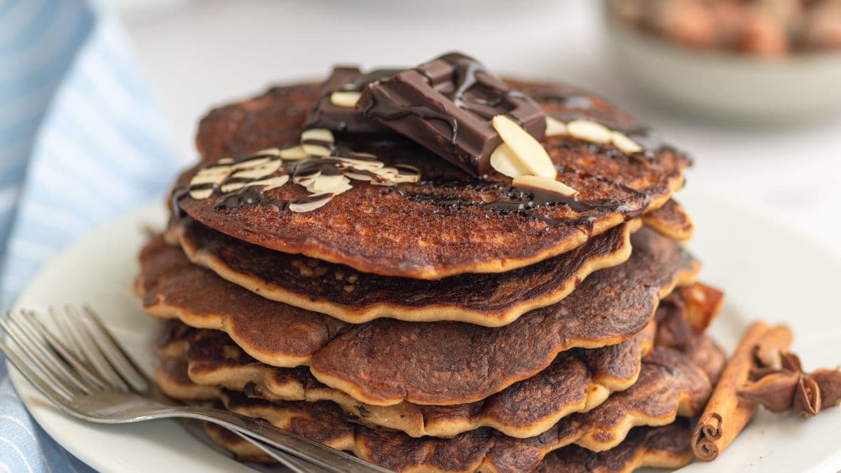 Stack of cocoa pancakes