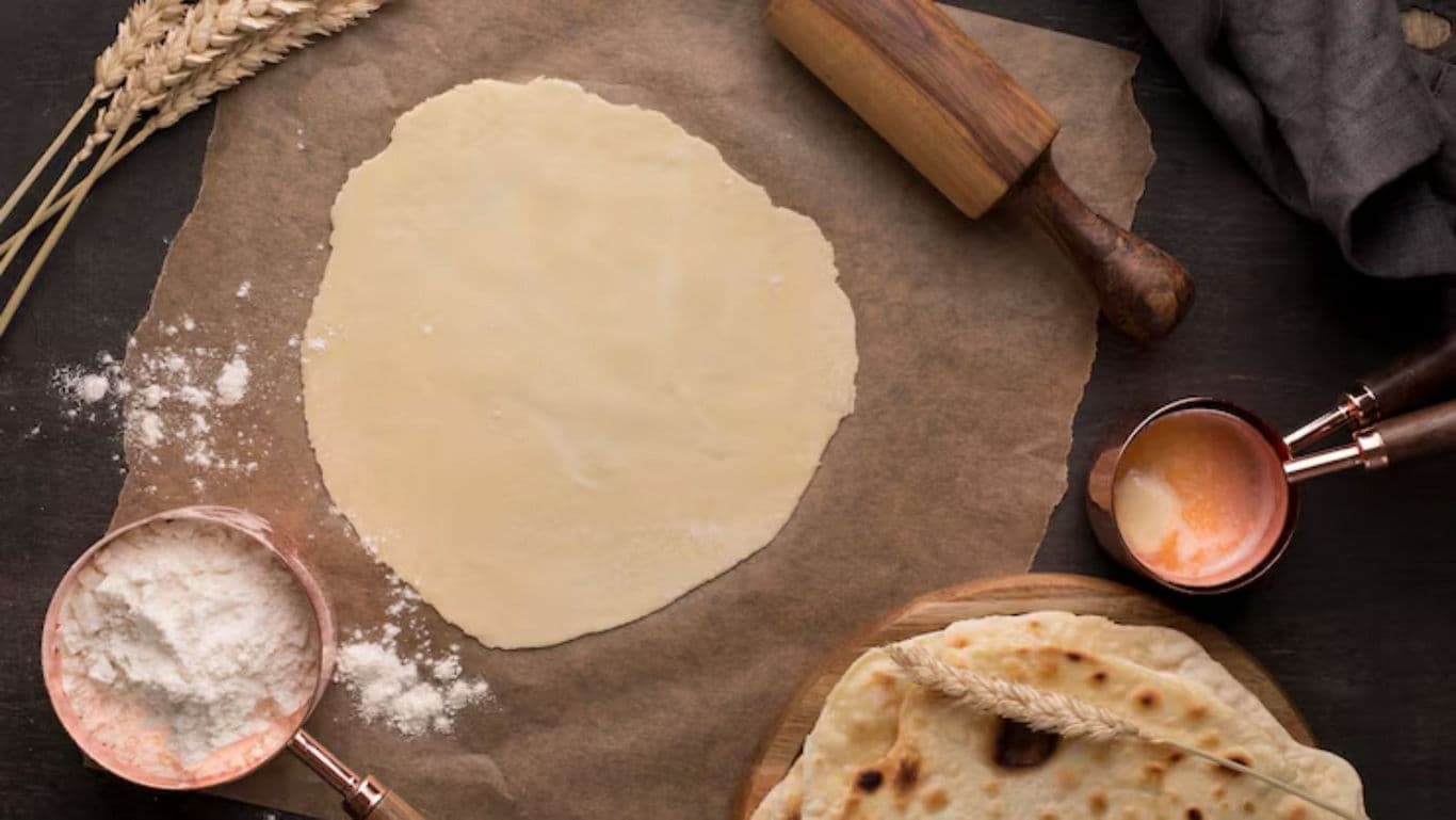 Flatbread Dough Preparation with Ingredients