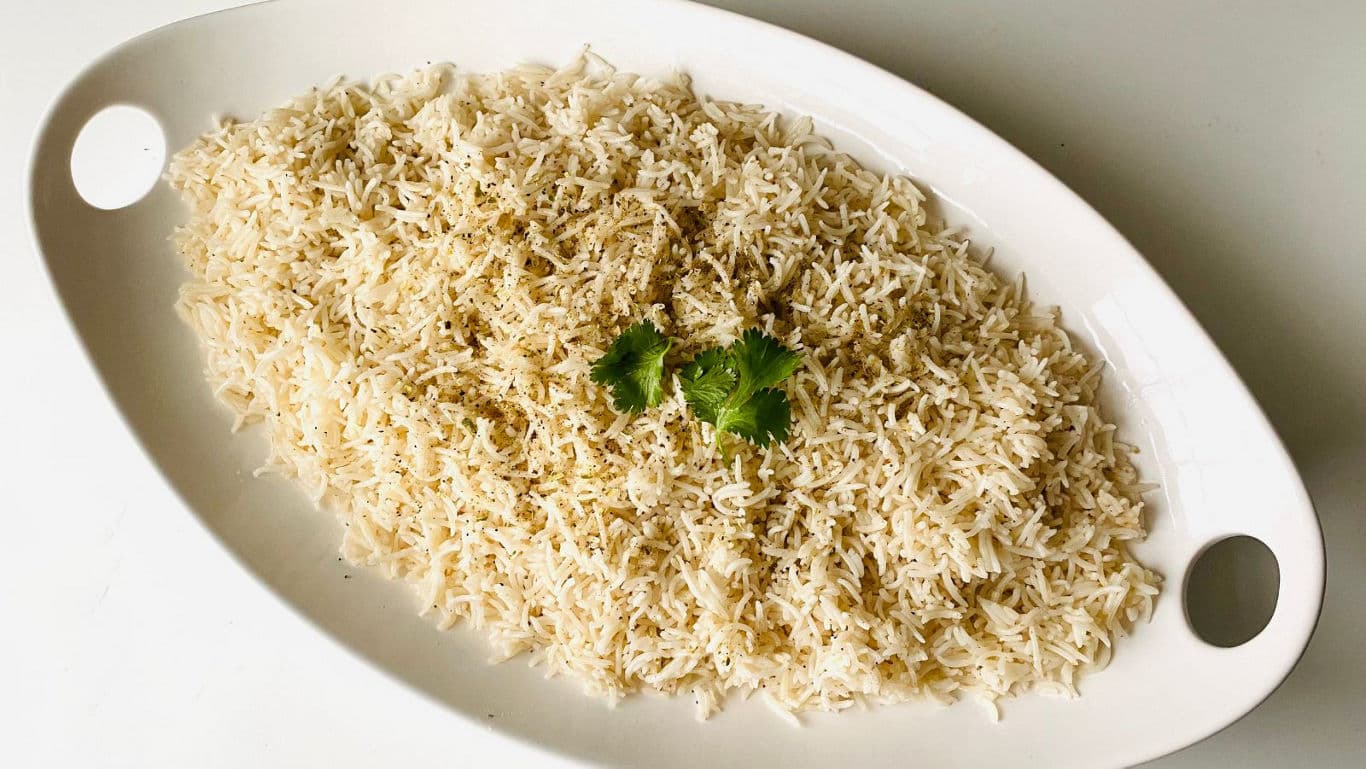 Steamed Basmati Rice Garnished with Fresh Cilantro