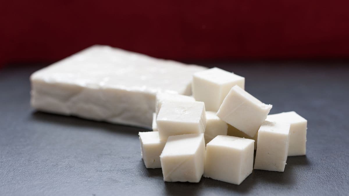 paneer on a cutting board