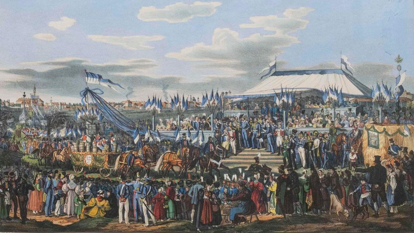 Colorful festival scene with large crowd