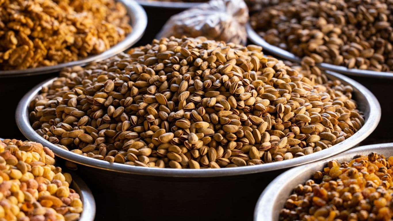 Close-up of Grains in Metal Bowls
