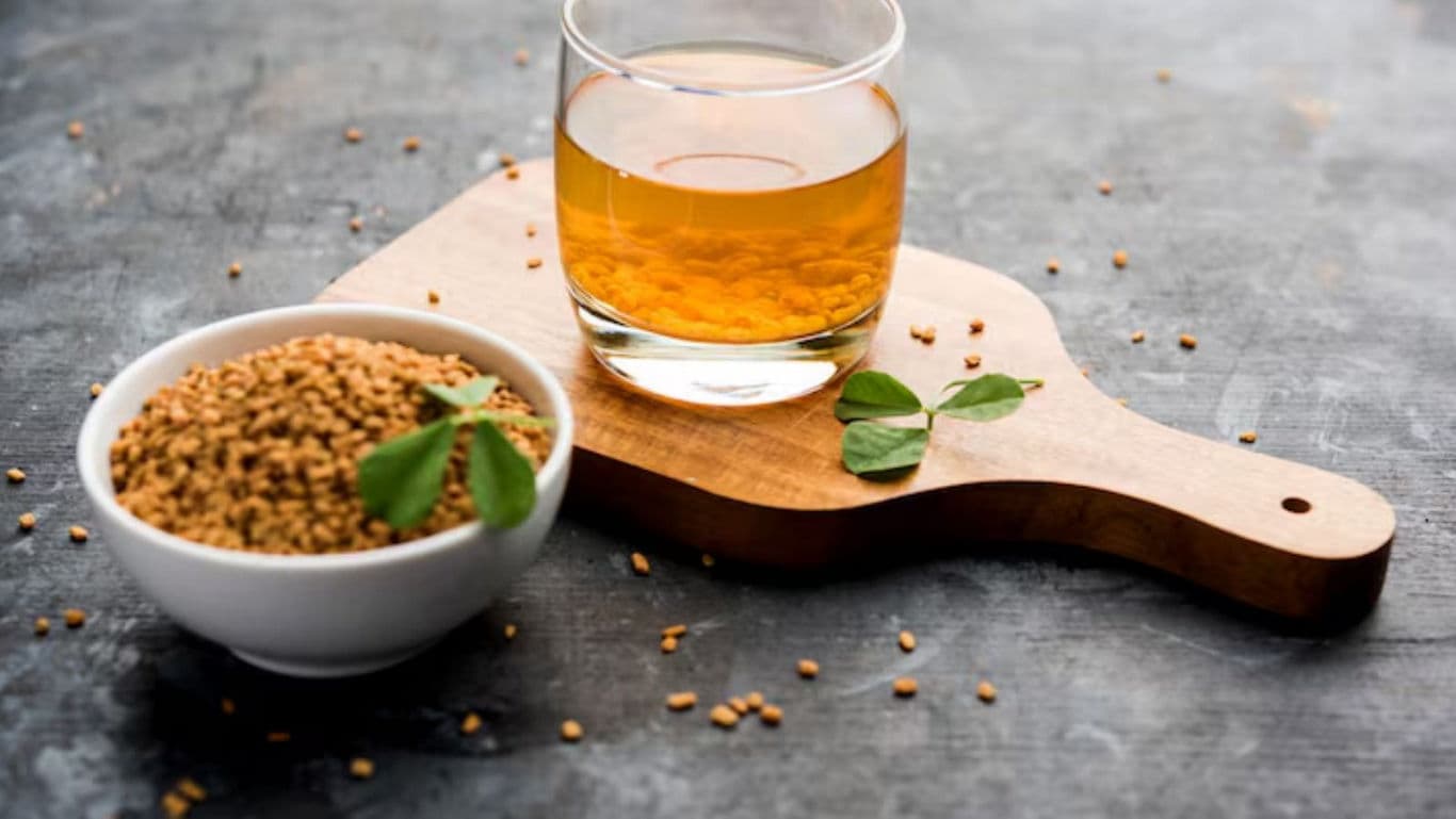 Fenugreek seeds and herbal drink on board
