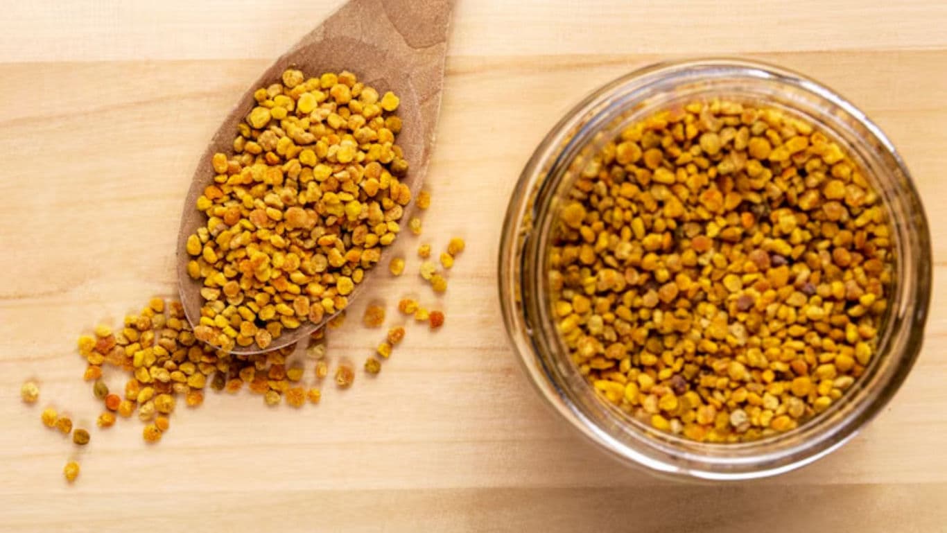 Jar and Spoon of Golden Bee Pollen
