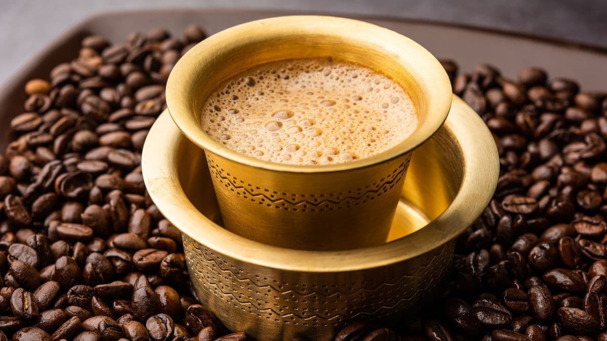 filter coffee in the middle of coffee beans