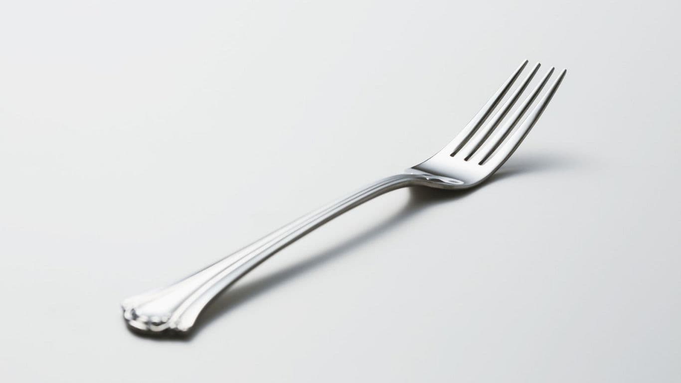 Stainless Steel Fork on White Background
