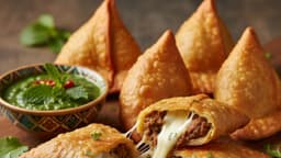 Cheese keema samosas with melted cheese and filling